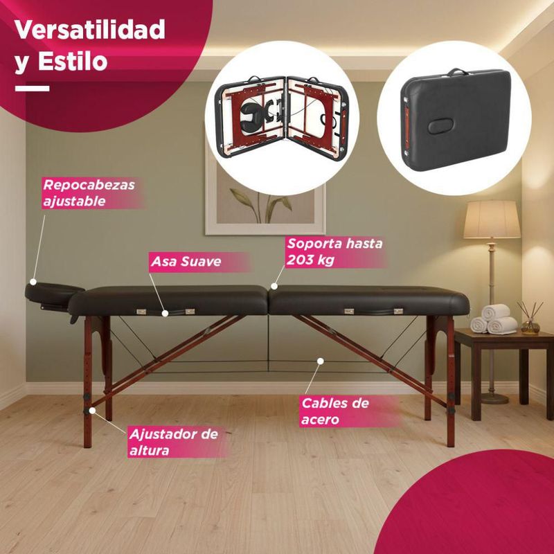Cama De Masaje Plegable Beirut Vanlig De Madera Profesional Antideslizante con Altura Ajustable Portátil Spa Tatoo Fisioterapia
