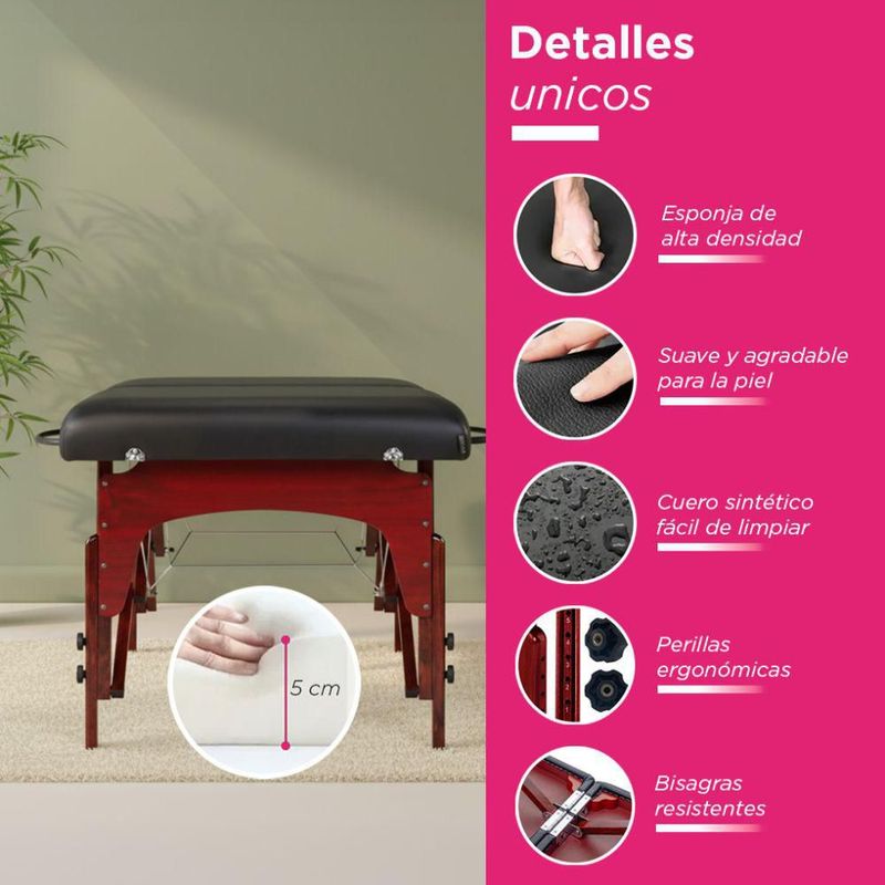 Cama De Masaje Plegable Beirut Vanlig De Madera Profesional Antideslizante con Altura Ajustable Portátil Spa Tatoo Fisioterapia