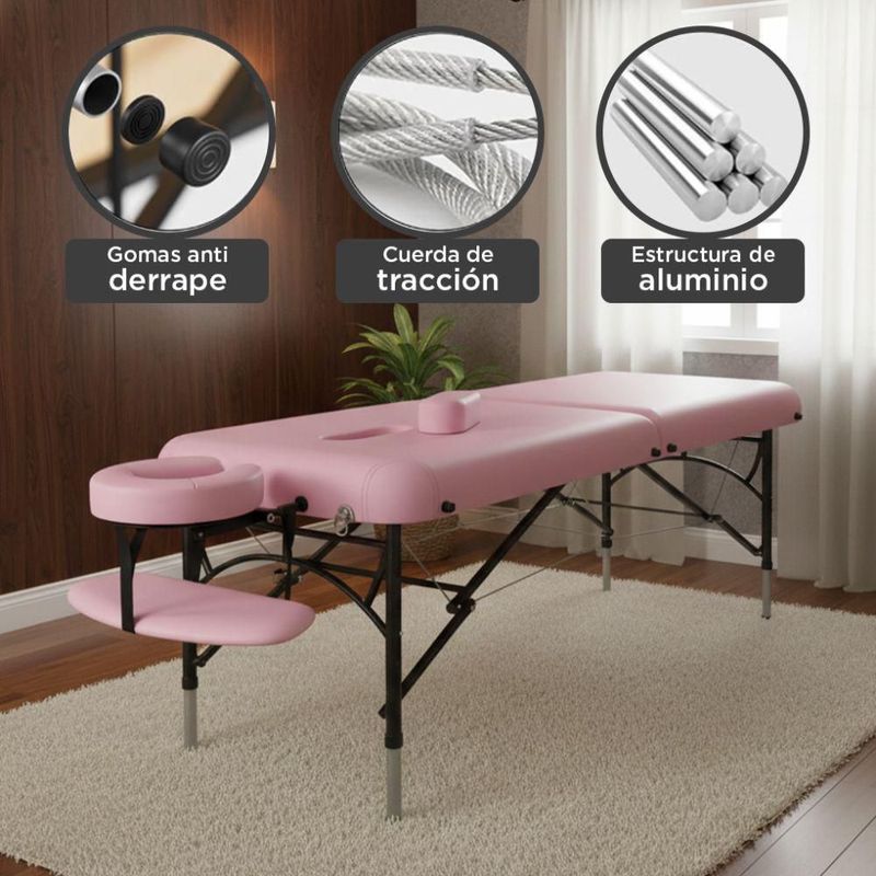 Cama De Masaje Profesional Ajustable Aley Vanlig Uso Rudo Antideslizante Portatil Spa Salon Pestañas Tatoo Rosa