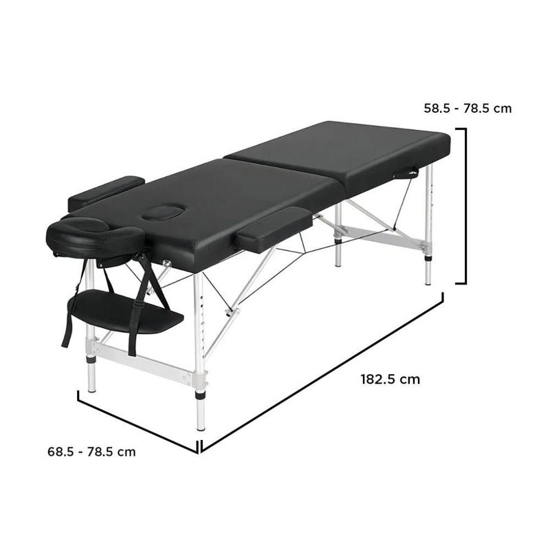 Cama de Masaje Plegable Pataya Vanlig Aluminio Altura Ajustable Y Bolsa Transportadora Tatuaje Cama Spa Faciales Pestañas Negra
