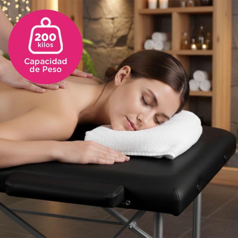 Cama de Masaje Plegable Pataya Vanlig Aluminio Altura Ajustable Y Bolsa Transportadora Tatuaje Cama Spa Faciales Pestañas Negra