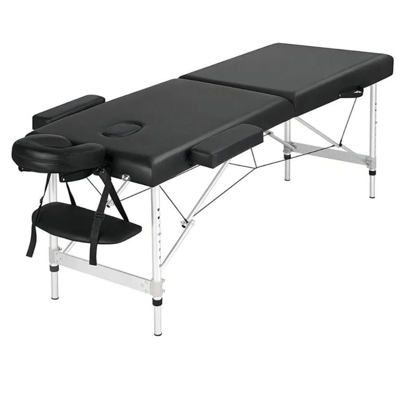 Cama de Masaje Plegable Pataya Vanlig Aluminio Altura Ajustable Y Bolsa Transportadora Tatuaje Cama Spa Faciales Pestañas Negra