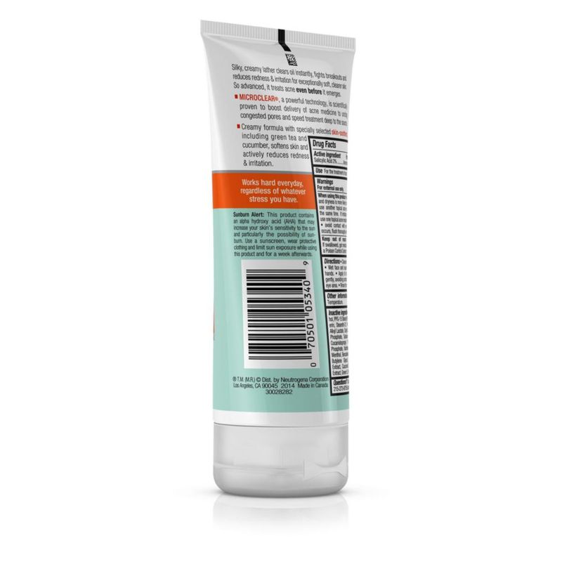 Jabón facial Neutrogena sin aceite para el control del estrés para el acné con pepino 177 ml
