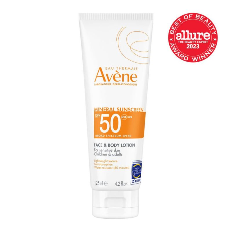 Loción de protección solar Avene Mineral SPF 50 para rostro y cuerpo 125 ml