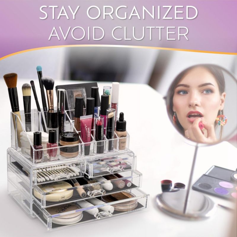 Organizador de maquillaje Brookstone para tocador con cajones transparente