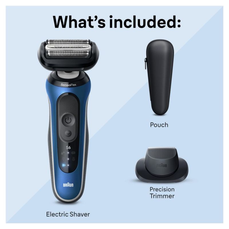 Afeitadora eléctrica Braun Series 6 6120s para hombre húmedo y seco color azul