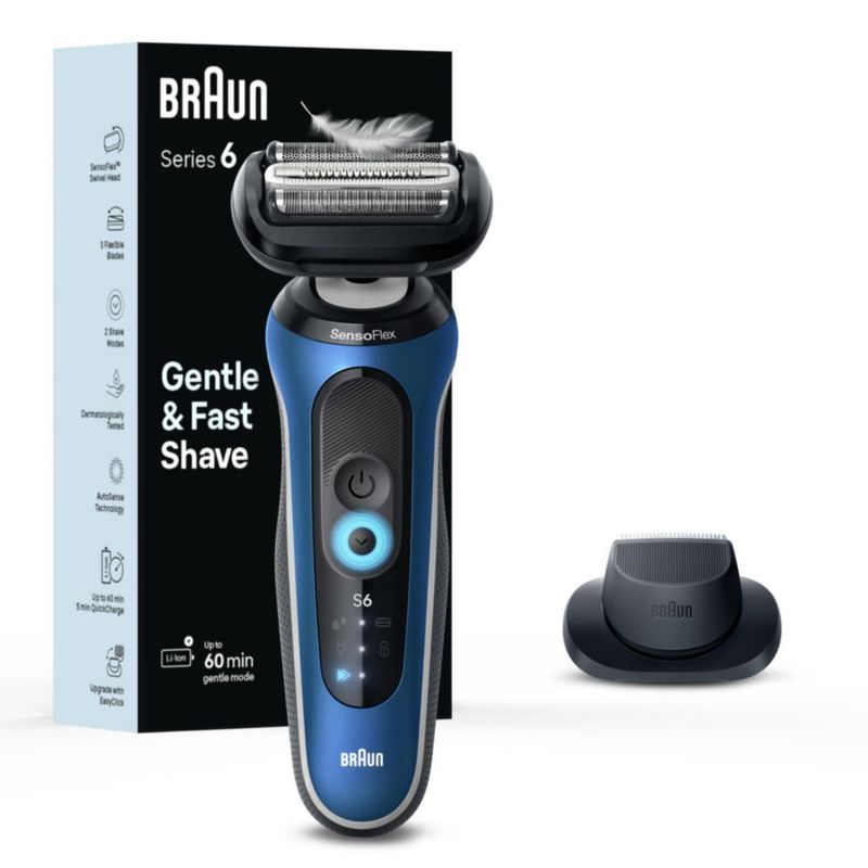 Afeitadora eléctrica Braun Series 6 6120s para hombre húmedo y seco color azul