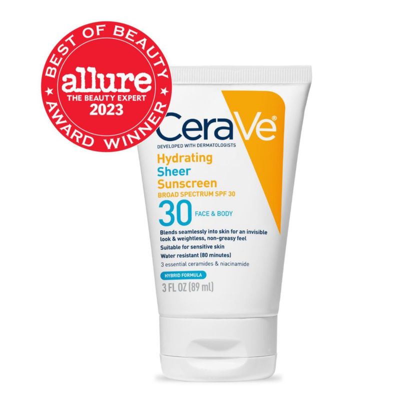 Protector solar CeraVe Hydrating Sheer SPF 30 para rostro y cuerpo 90 ml