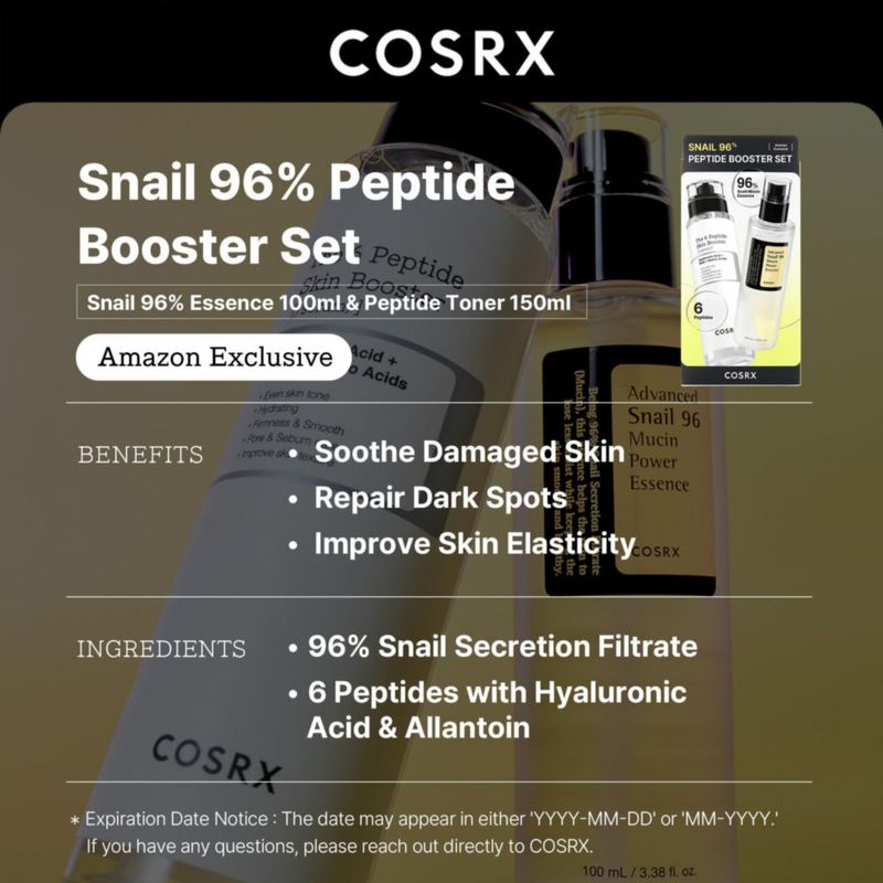 Set para el cuidado de la piel COSRX Snail Mucin 96% Peptide Booster Serum