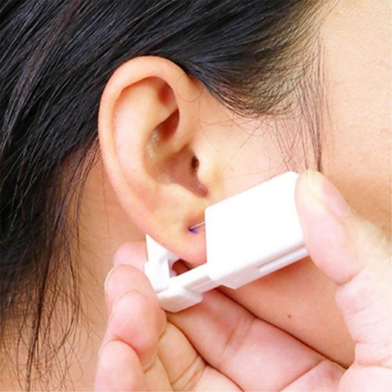 Pistola perforadora para orejas SLVIEKAE kit desechable con pendiente de circonita cúbica