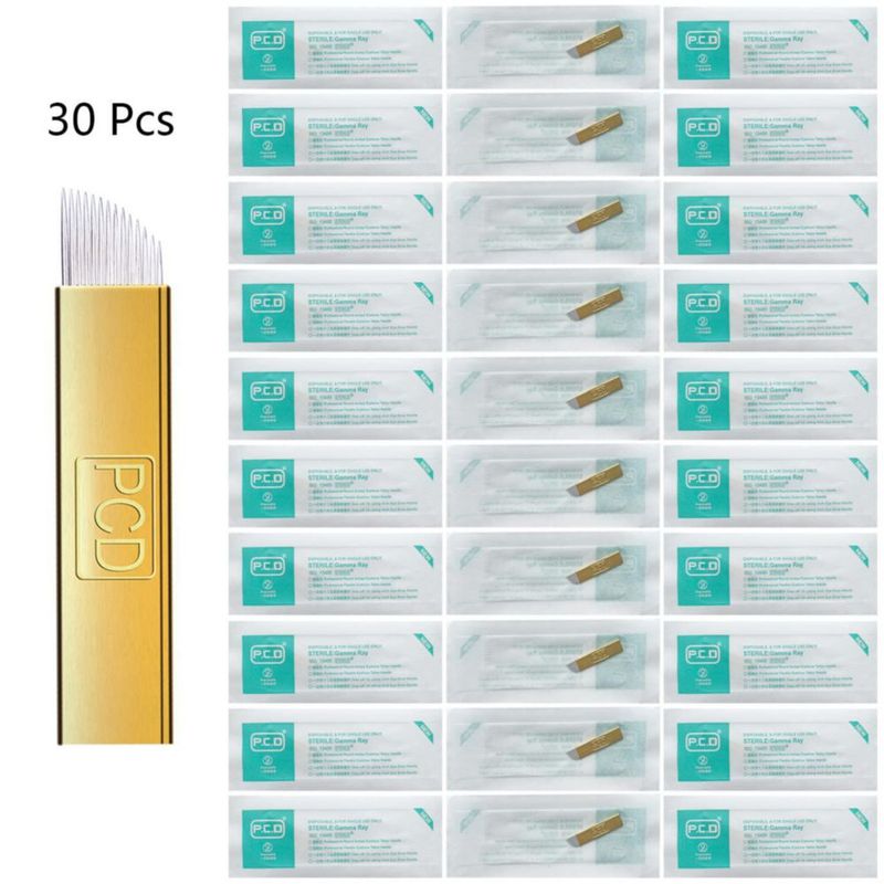 Agujas de microblading WOLAYI PCD S14 30 unidades 025 mm 316SS