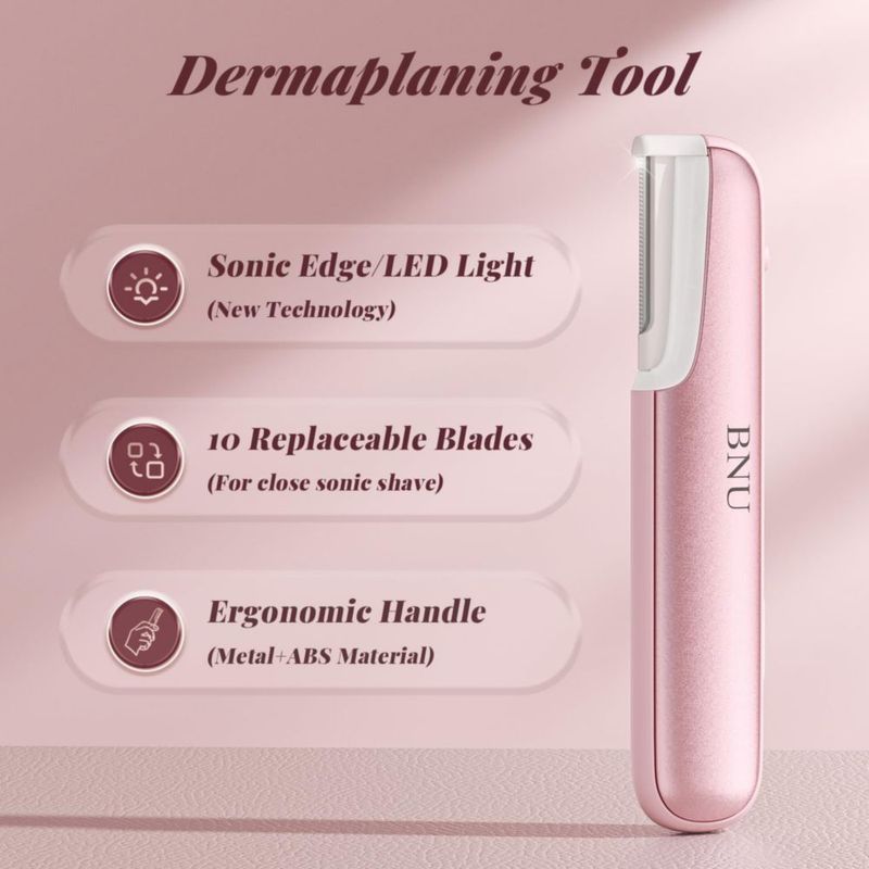 Depilador facial Dermaplane Razor BNU recargable color rosa