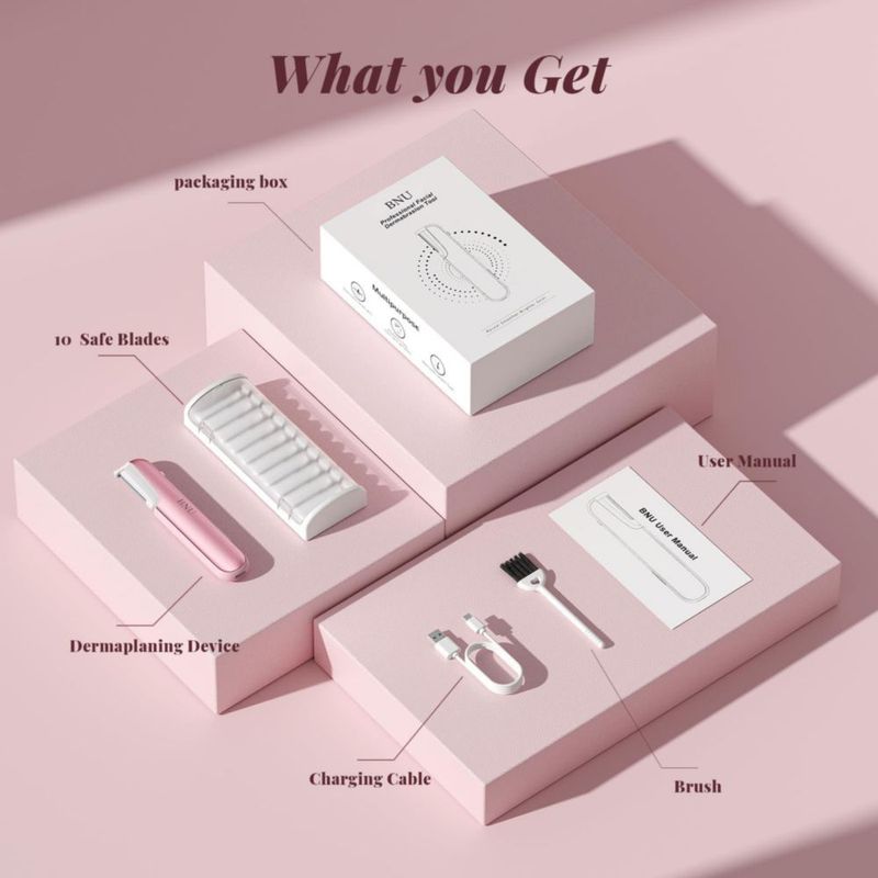 Depilador facial Dermaplane Razor BNU recargable color rosa