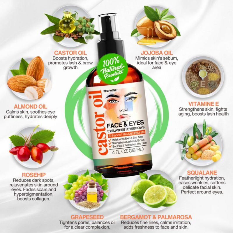 Hidratante Orgánico de Aceite de Ricino SELFWISE 118 ml para Rostro y Ojos