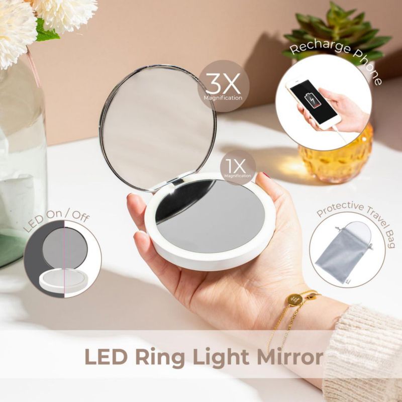 Espejo Compacto con Power Bank StylPro Flip N Charge y Luz LED