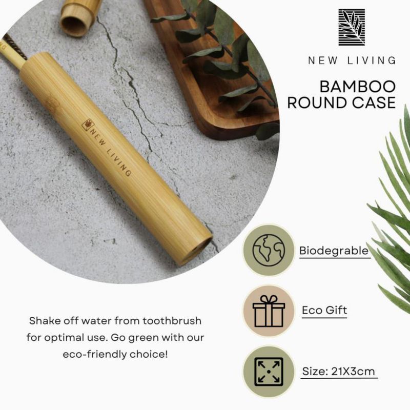 Porta Cepillo de Dientes de Bambú New Living 21 cm Estuche Ecológico