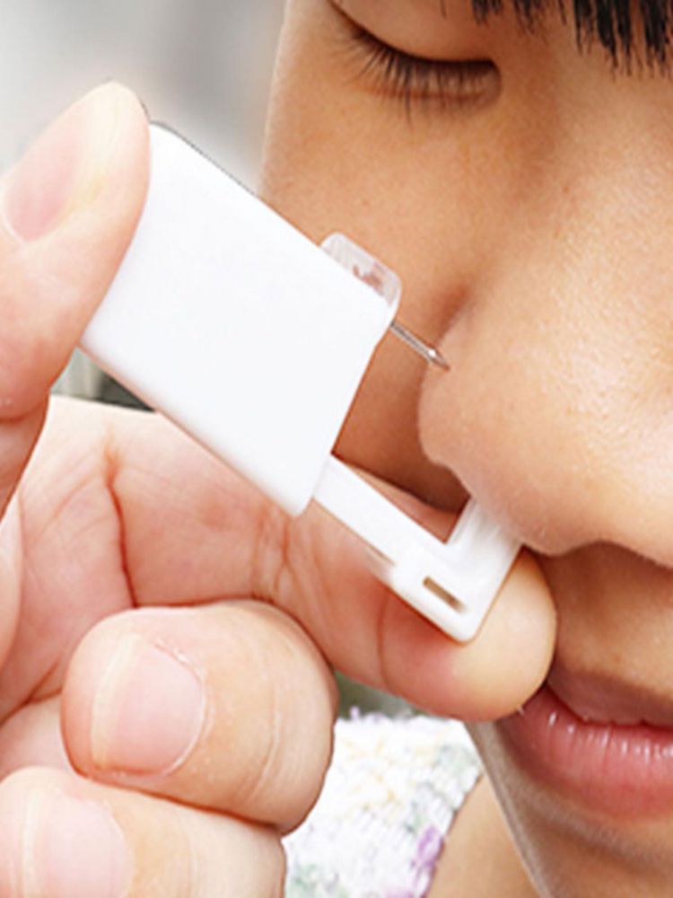 Kit de piercing para nariz SLVIEKAE con circonita cúbica y tachuelas de acero