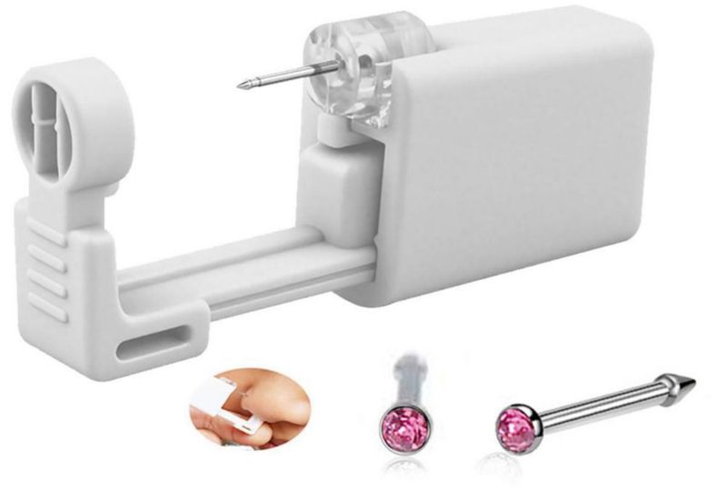 Kit de piercing para nariz SLVIEKAE con circonita cúbica y tachuelas de acero
