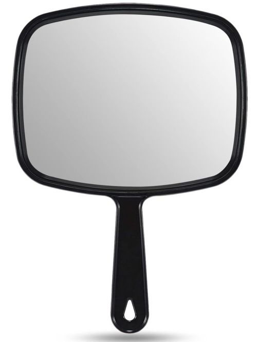 Espejo de mano OMIRO totalmente negro de 93 cm x 66 cm con cómoda asa