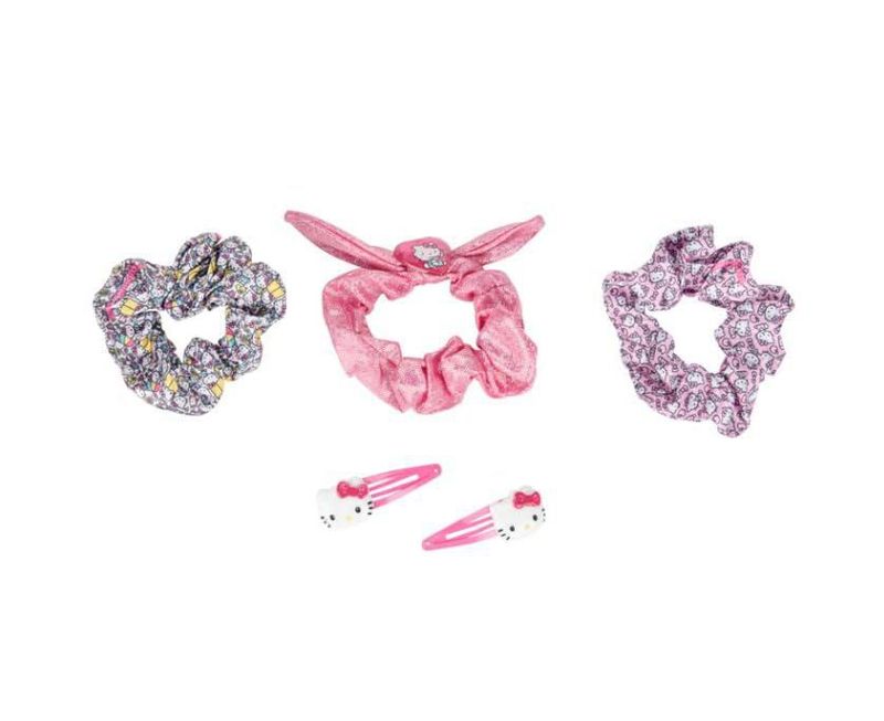 Set de pelo Townley Girl Hello Kitty con 3 coleteros y 2 pinzas