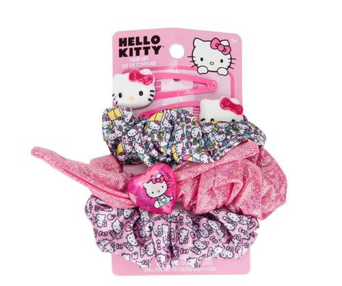 Set de pelo Townley Girl Hello Kitty con 3 coleteros y 2 pinzas