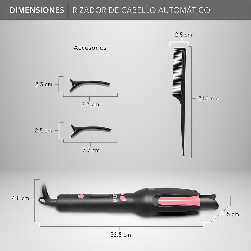 RCA Rizador de Cabello Automático con Cubierta Protectora Antiquemaduras Y Calentamiento Rápido RC-PR