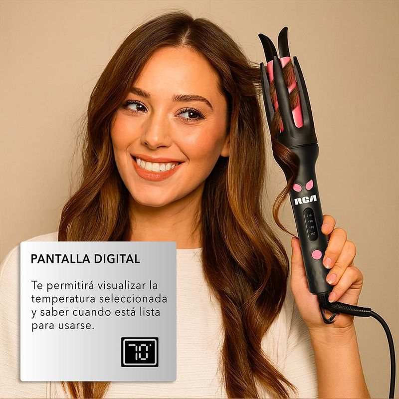 RCA Rizador de Cabello Automático con Cubierta Protectora Antiquemaduras Y Calentamiento Rápido RC-PR