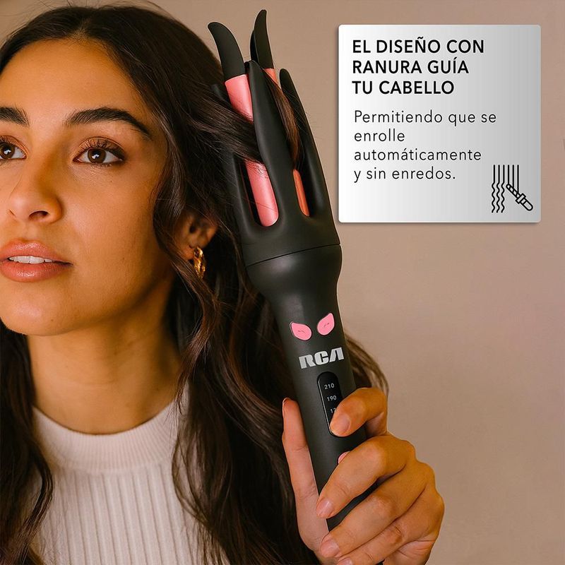 RCA Rizador de Cabello Automático con Cubierta Protectora Antiquemaduras Y Calentamiento Rápido RC-PR