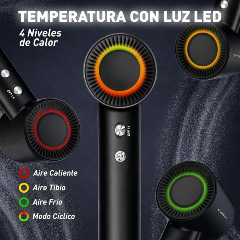 Bluelander Secadora de Cabello 1500W con Tecnología Iónica y Multiplicadora de Aire, 2 Velocidades y 4 Ajustes de Calor, Difusor y Boquilla, (Rojo)