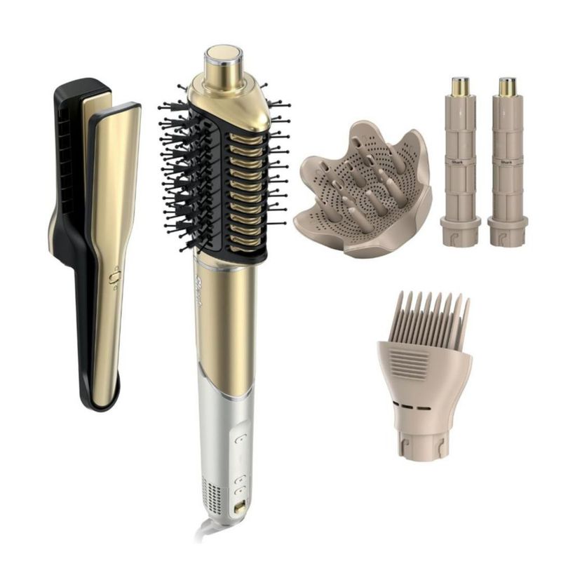 Shark FlexStyle Secadora y Estilizador 5 en 1 – Rizadora, Alisadora y Da Brillo con Difusor – Dorada