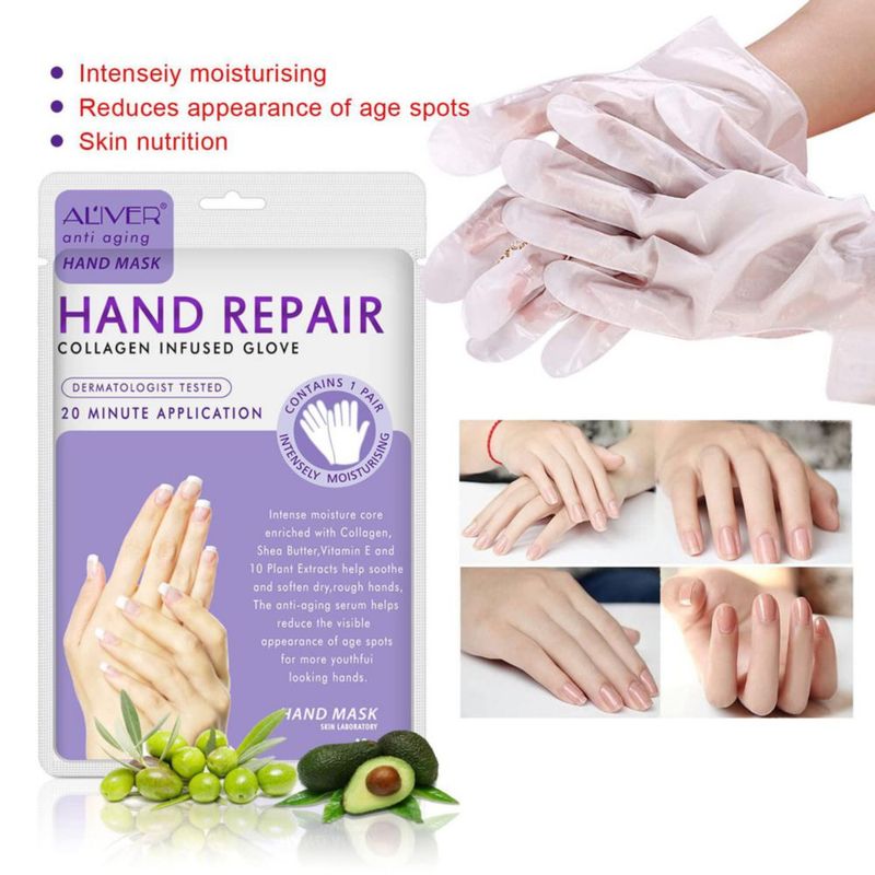 Guantes hidratantes AIQIUSHA máscara de spa para manos colágeno paquete de 4