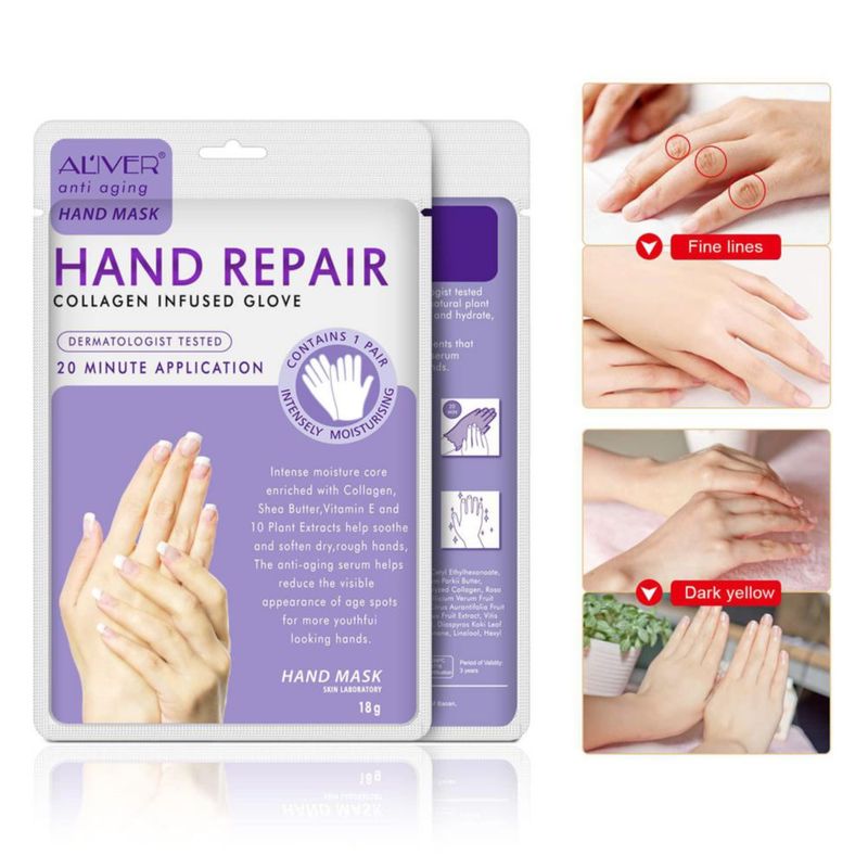 Guantes hidratantes AIQIUSHA máscara de spa para manos colágeno paquete de 4