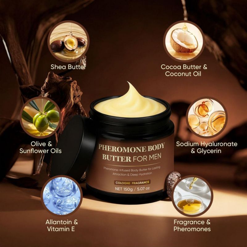 Manteca corporal con feromonas Derperzi para hombre con manteca de karité y cacao