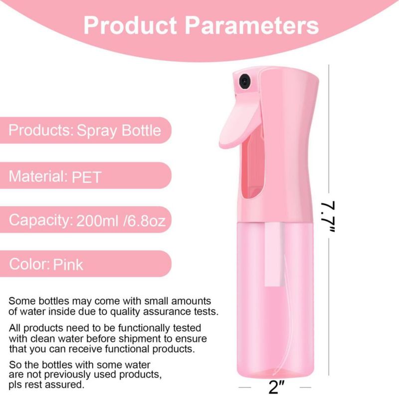 Botella de aerosol LERPOLOR vacía continua de 200 ml PET color rosa