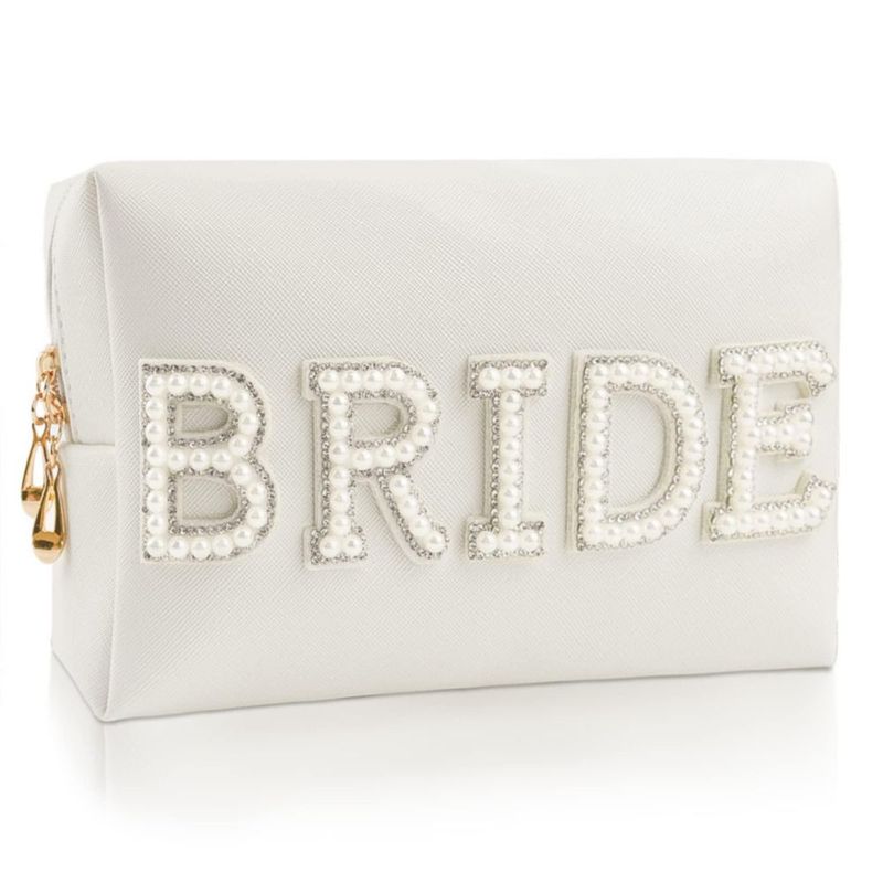 Bolsa de maquillaje Kovewon Bride Patch Letter para mujer color blanco