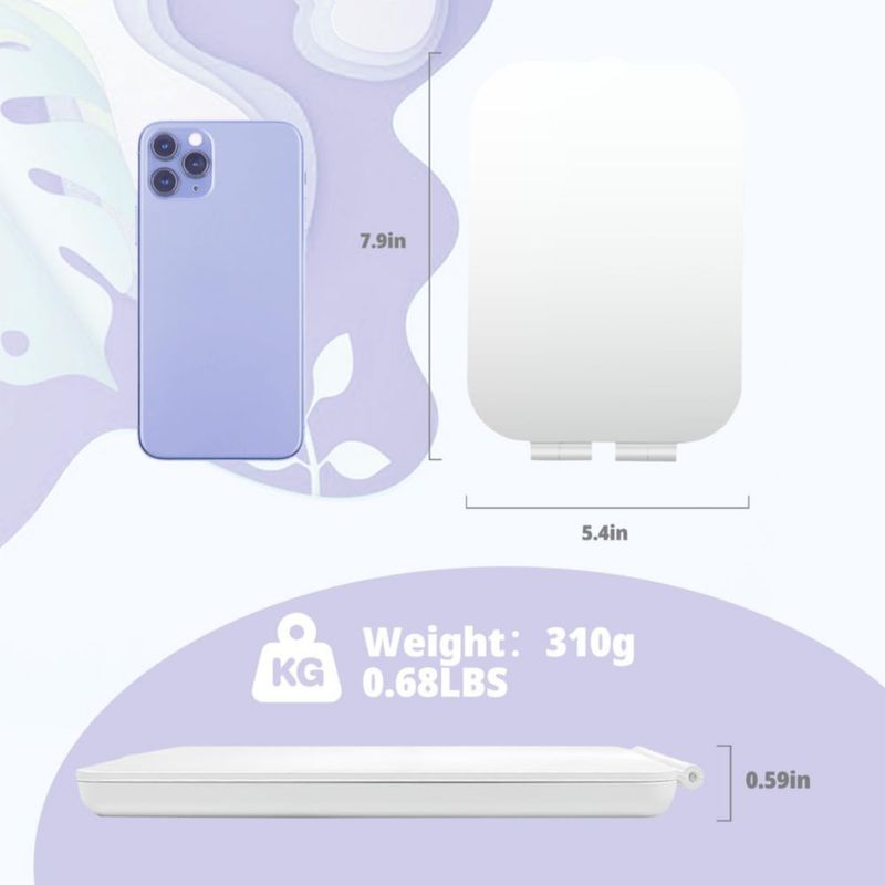 Espejo de maquillaje de viaje TREASO recargable por USB con 3 modos de luz