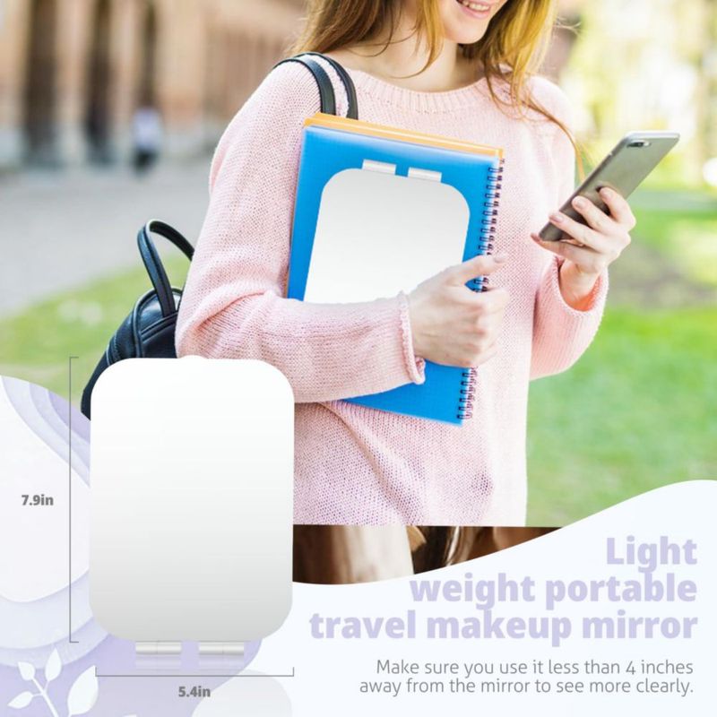 Espejo de maquillaje de viaje TREASO recargable por USB con 3 modos de luz