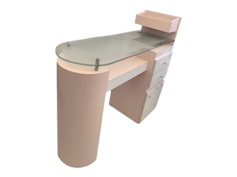 Mesa Manicura Rosa con repisa superior TLH