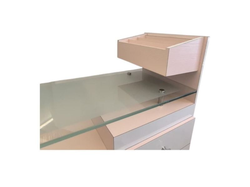 Mesa Manicura Rosa con repisa superior TLH
