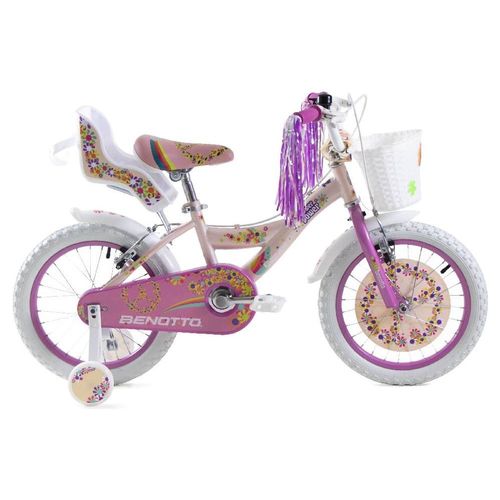 Bicicleta Cross Flower Power R16 1V Niña Rosa Pastel Benotto