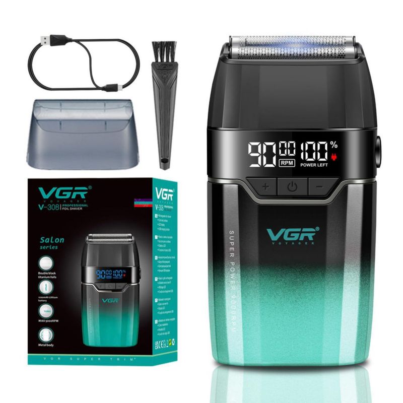 Afeitadora eléctrica VGR 308 de doble lámina 9000 RPM USB
