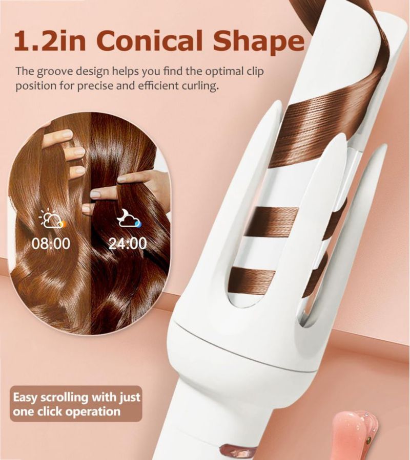 Rizador automático para el cabello BILITOK 1.2" cerámico 4 temperaturas 3 temporizadores