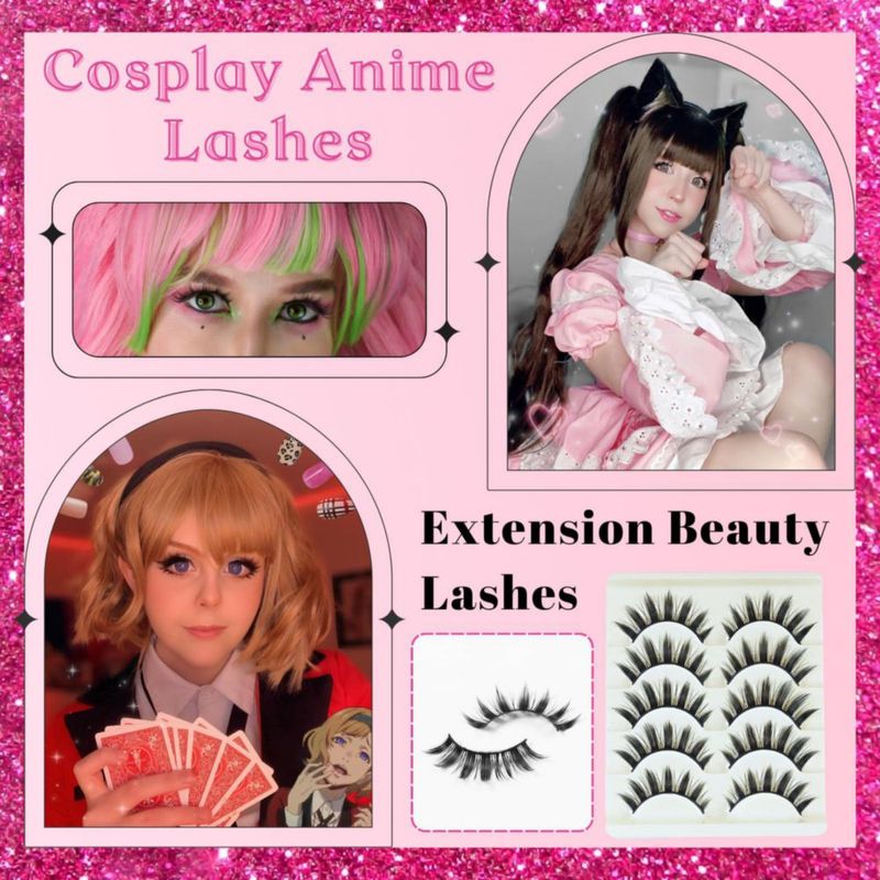 Pestañas beyonday 5 pares 3D puntiagudas estilo anime cosplay