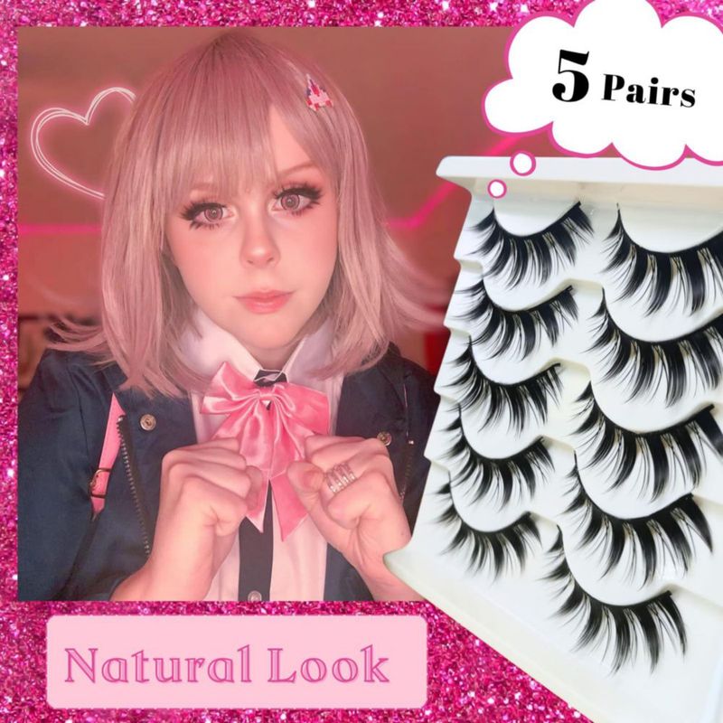 Pestañas beyonday 5 pares 3D puntiagudas estilo anime cosplay