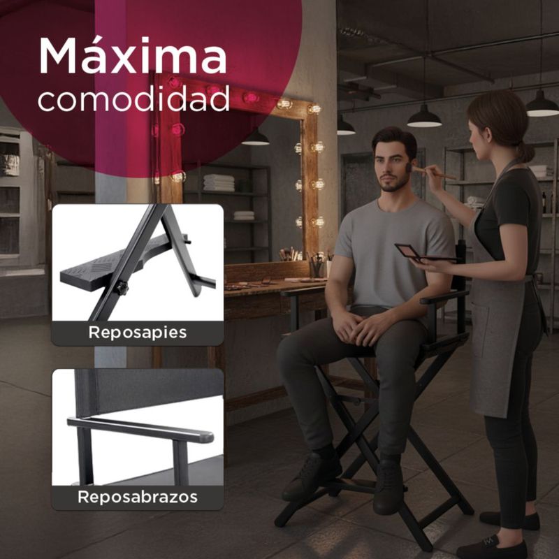 Silla Para Maquillaje Profesional Tipo Director Plegable VANLIG |  Ligera, Elegante y Resistente