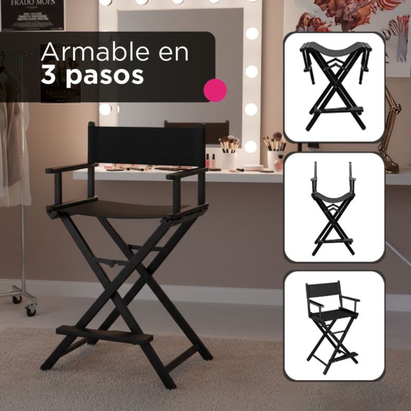 Silla Para Maquillaje Profesional Tipo Director Plegable VANLIG |  Ligera, Elegante y Resistente