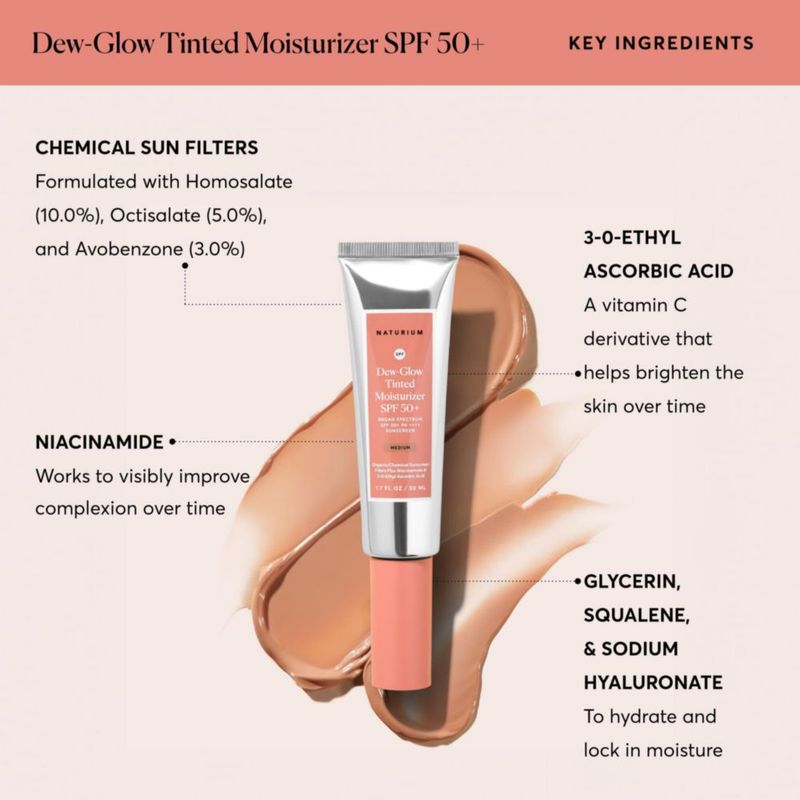 Protector solar hidratante Naturium Dew-Glow SPF 50+ Medium 50 ml