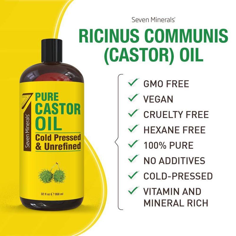 Aceite de ricino Seven Minerals prensado en frío 946 ml para el crecimiento del cabello