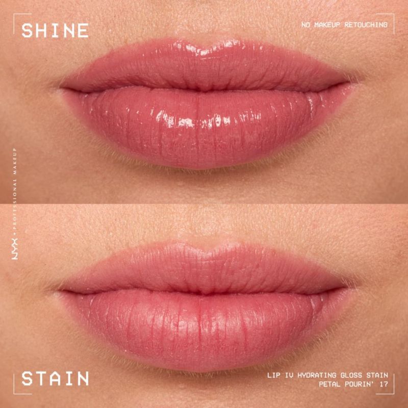 Brillo labial NYX Lip IV Hydrating Stain 12HR rosa