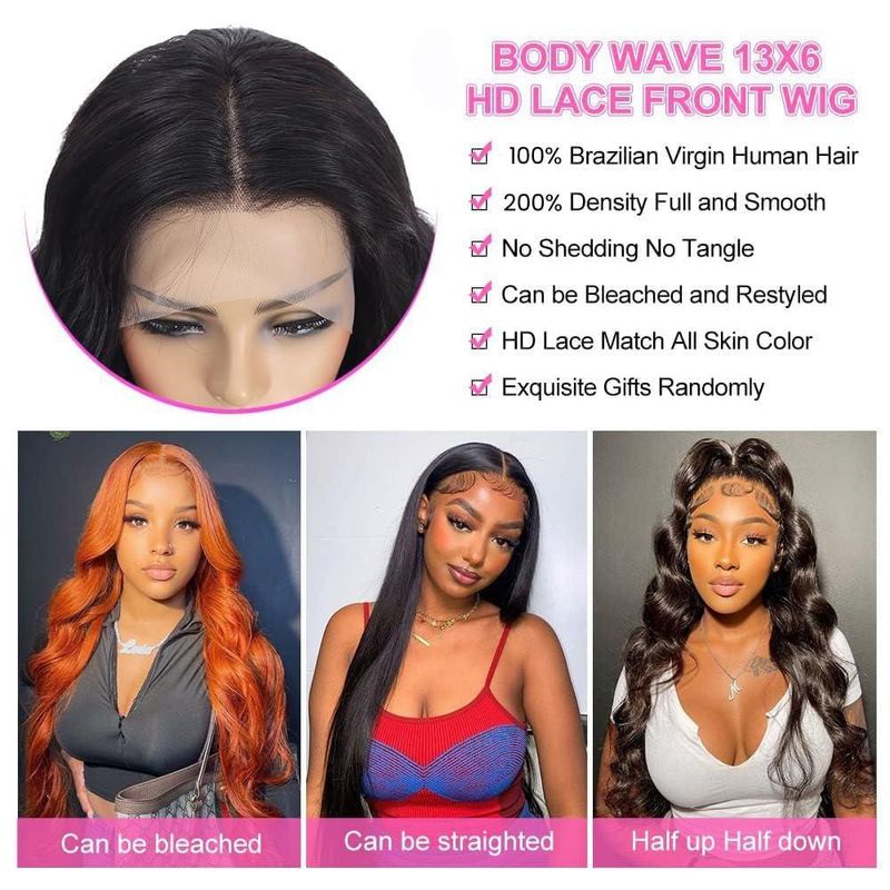 Peluca Padise de cabello humano virgen brasileño lace front 13x6 32" body wave